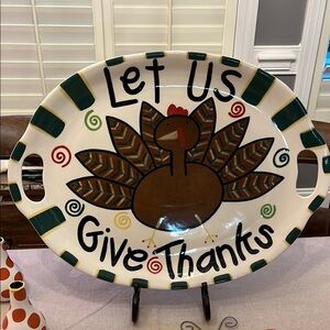 Coton Colors Thanksgiving Turkey Platter - Green, Brown, Red